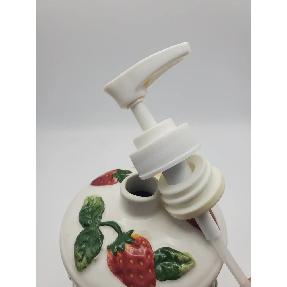 Vintage KK Ceramic Strawberry & Bee Soap or Lotion Dispenser